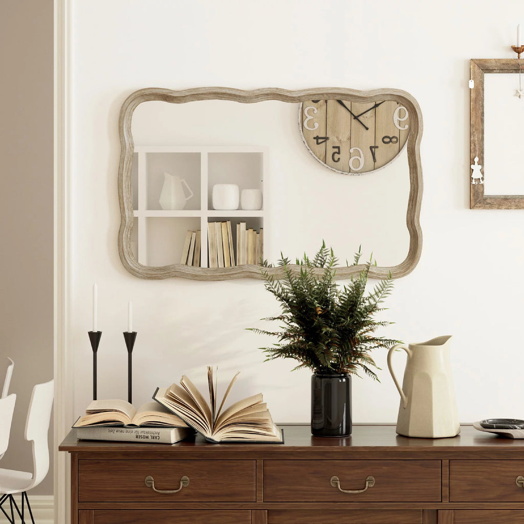 Curved Wood Frame Accent Mirror W849179