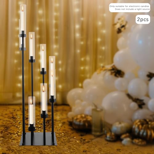 2 Pack Black 8 Arms Floor Candelabra D89394