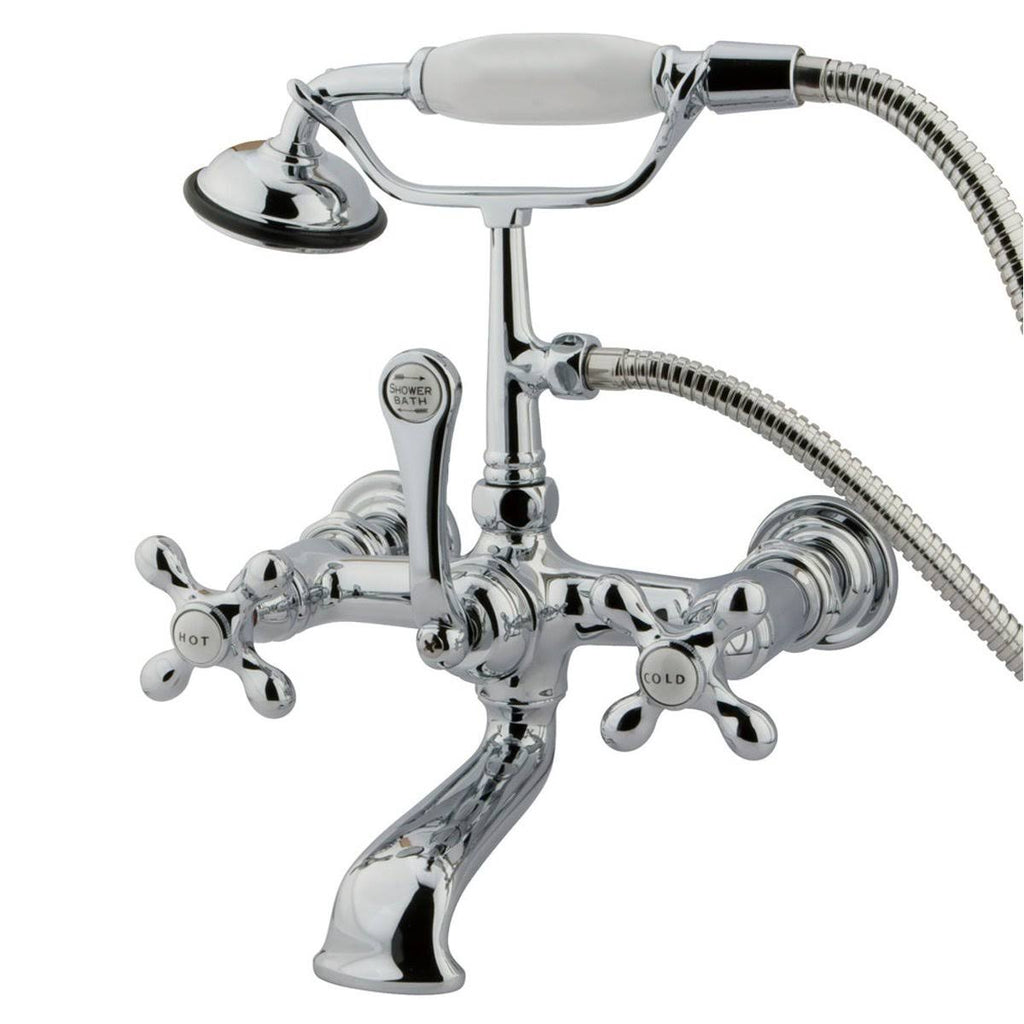 Vintage Satin Nickel Wall Mount Clawfoot Tub Filler with Hand Shower E805296