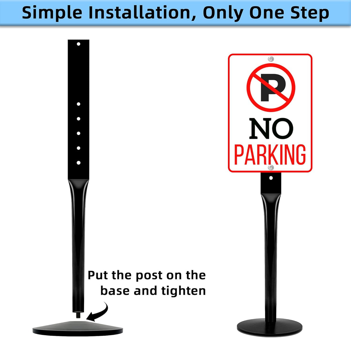 Heavy Duty Cast Iron Sign Base with 12 Diameter Bottom Round Base, 48 Movable Sign Stand Pack of 2 E870807
