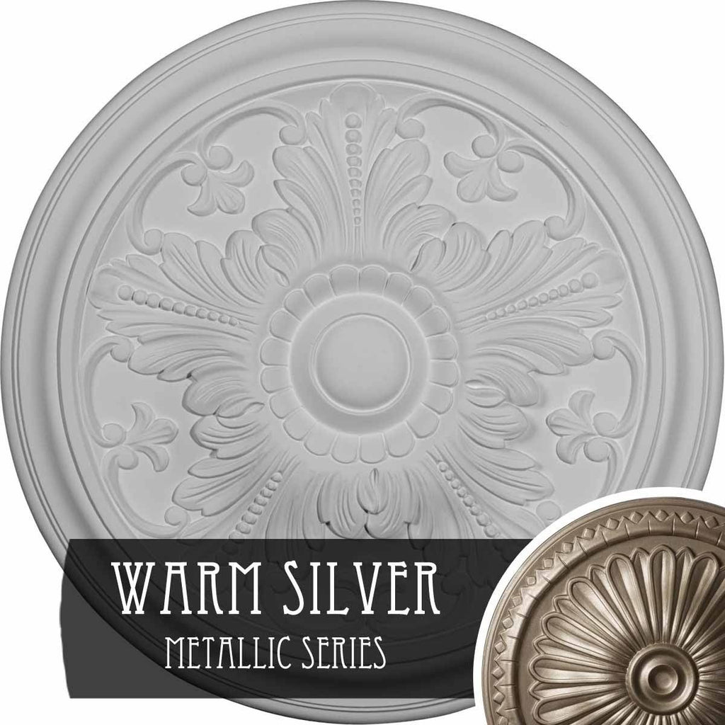 Warm Silver Hand-Painted Ceiling Medallion K1733