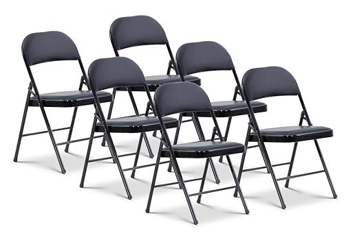 Black Vinyl Folding Chair with Metal Frame T25792