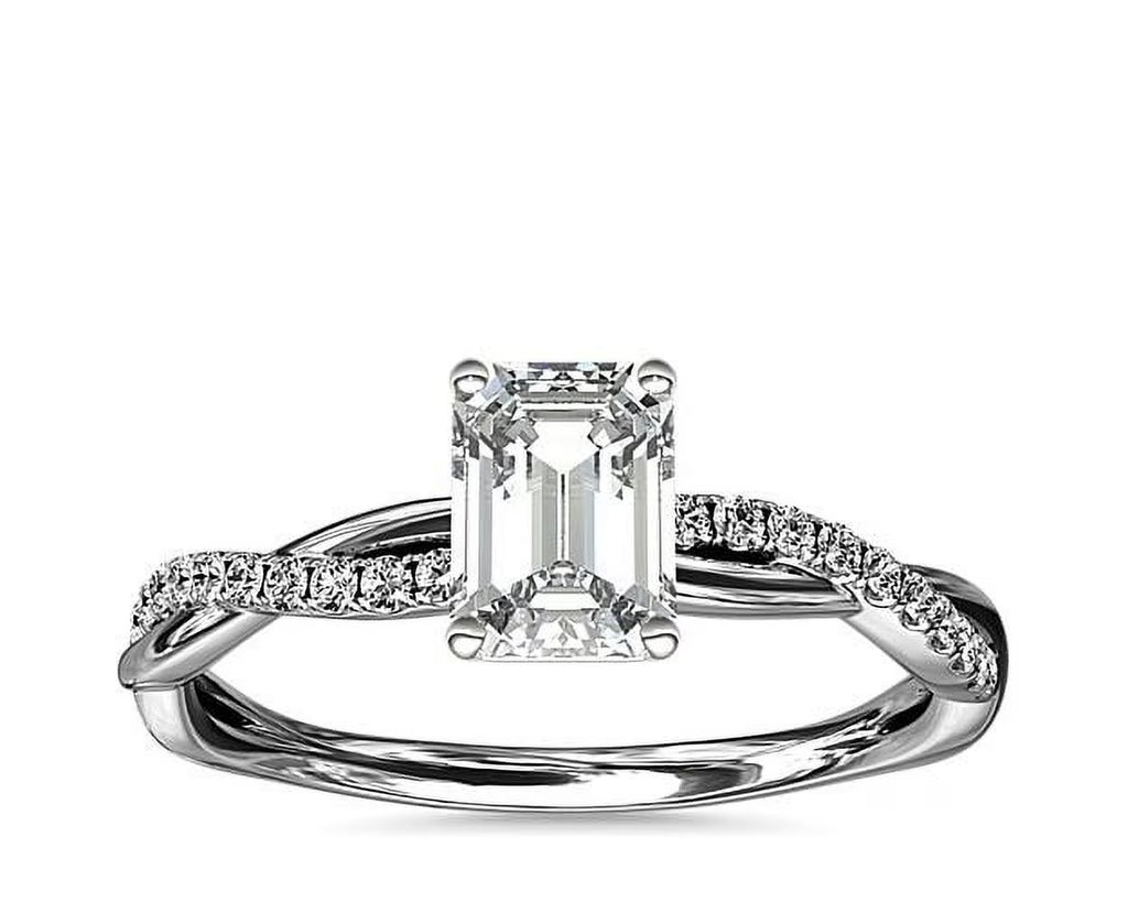 14K White Gold Emerald Solitaire Engagement Ring K49025