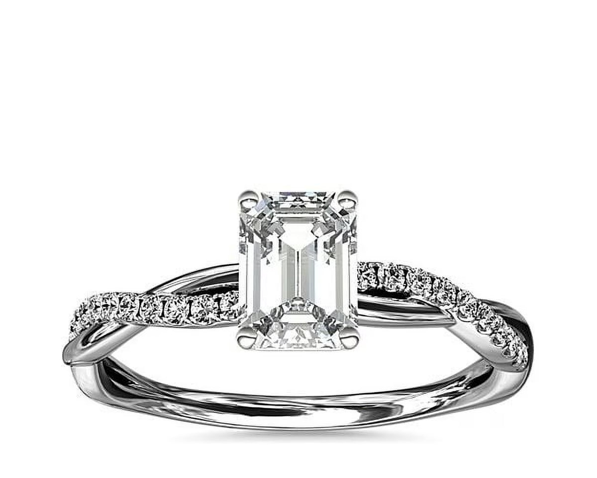14K White Gold Emerald Solitaire Engagement Ring K49025