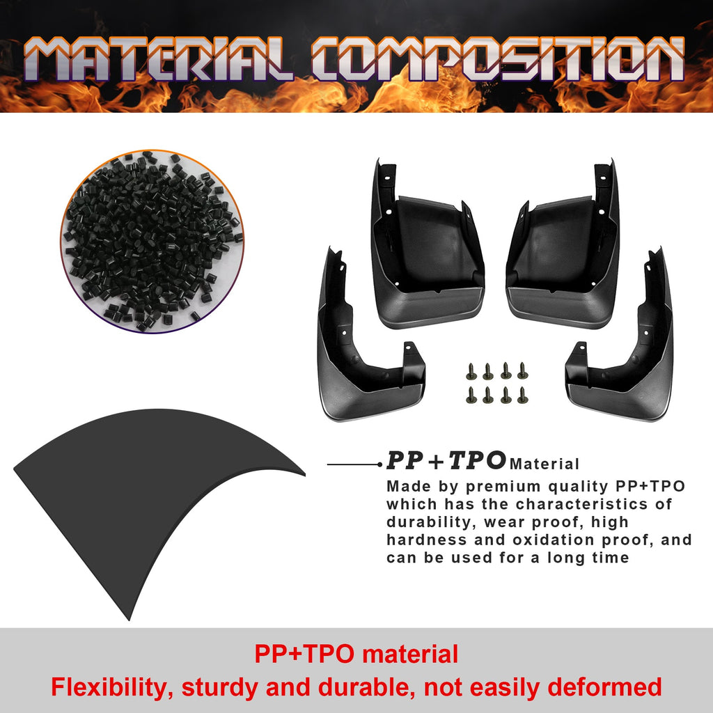 4PCS Front & Rear Mud Flap Splash Guards Fender Flare Mudguard Full Set with Hardware Accessories P32176