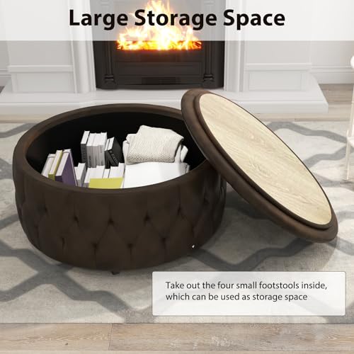 36" Wide Grey Tufted Storage Ottoman with 4 Wheels X8777