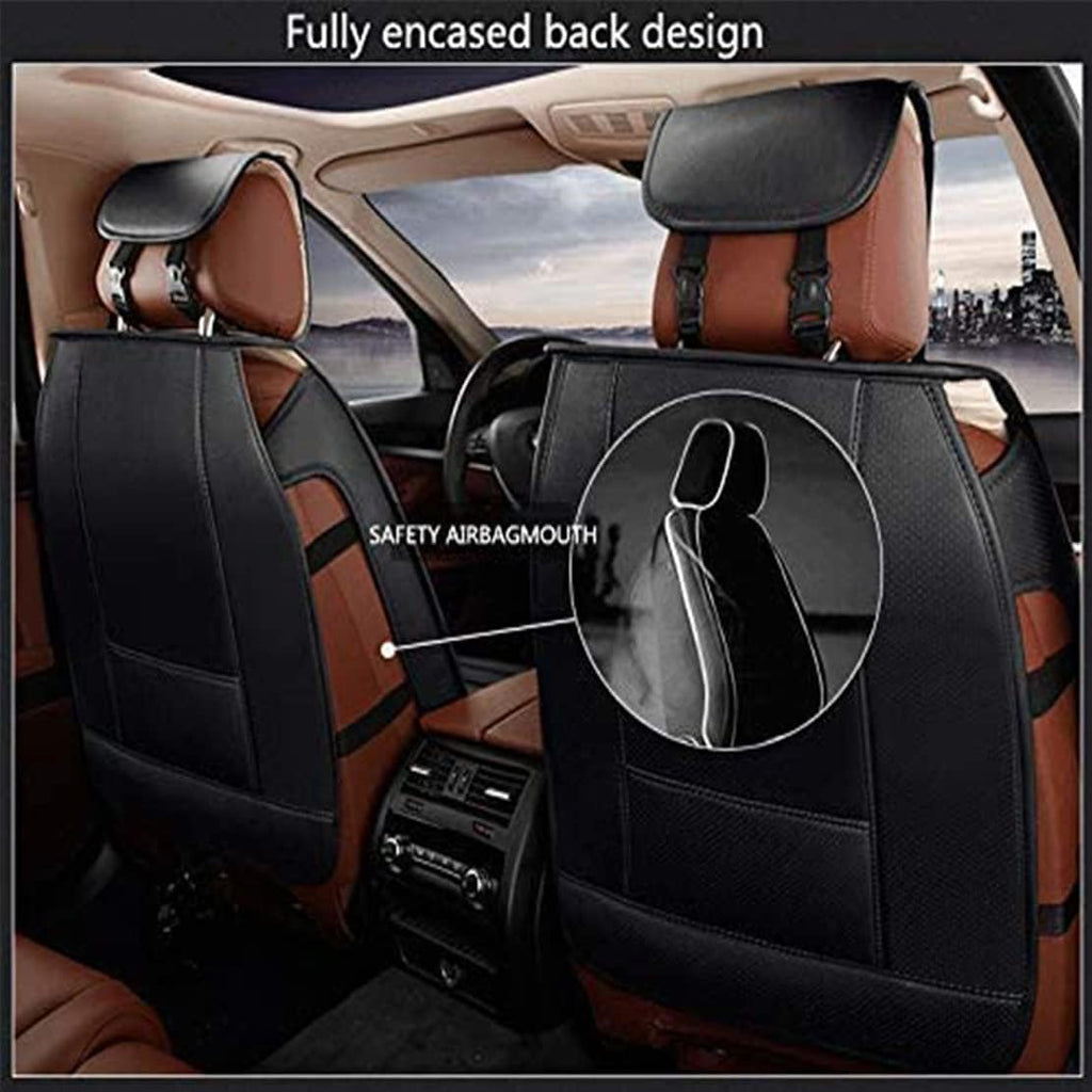 Waterproof PU Leather Car Seat Covers for Front and Rear Seats, Black P796610
