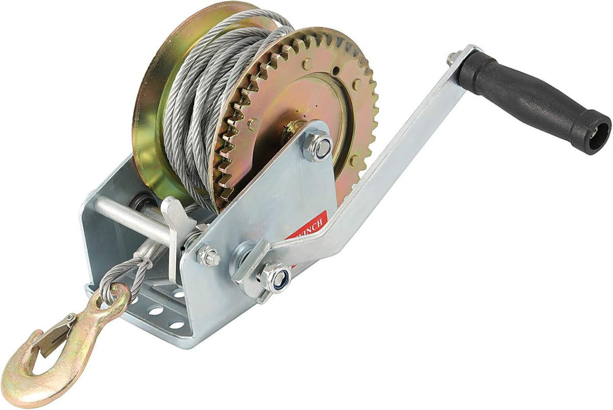 1600lbs Capacity Heavy Duty Hand Winch with 49FT Steel Cable, Pack of 2 Y5886