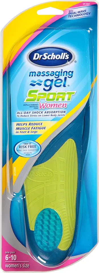 Massaging Gel Sport Replacement Insoles Women's Sizes 6-10 1-Pair S773369