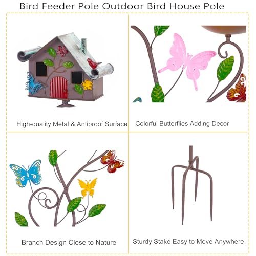 57" Metal Bird Houses with Pole and Stake I881210