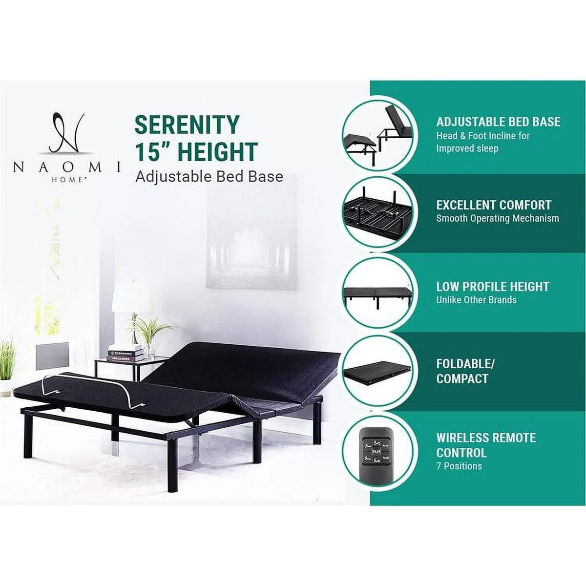Queen Adjustable Bed Frame with Remote F2636