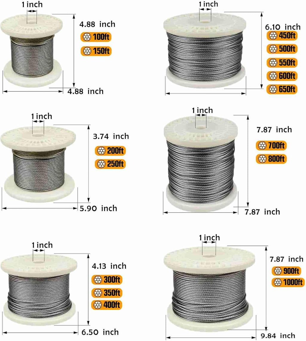 T316-Stainless Steel Aircraft Wire Rope for Cable Deck Railing Kit, Marine Grade (100ft) G94232