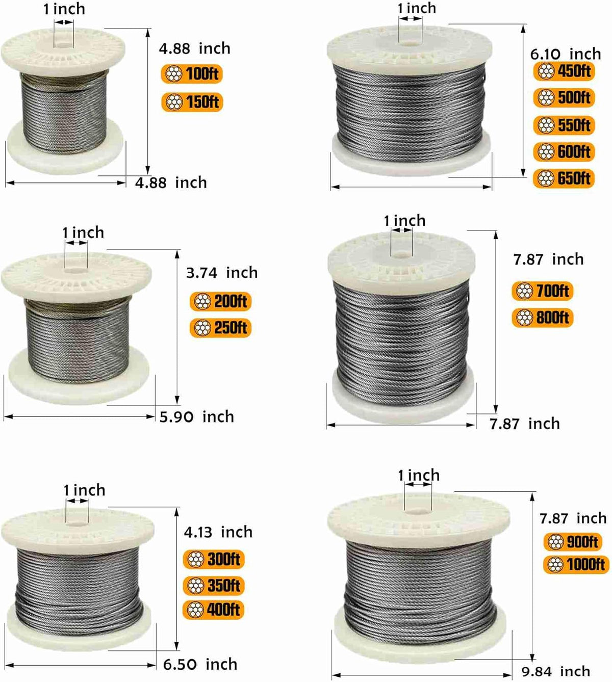 T316-Stainless Steel Aircraft Wire Rope for Cable Deck Railing Kit, Marine Grade (100ft) G94232