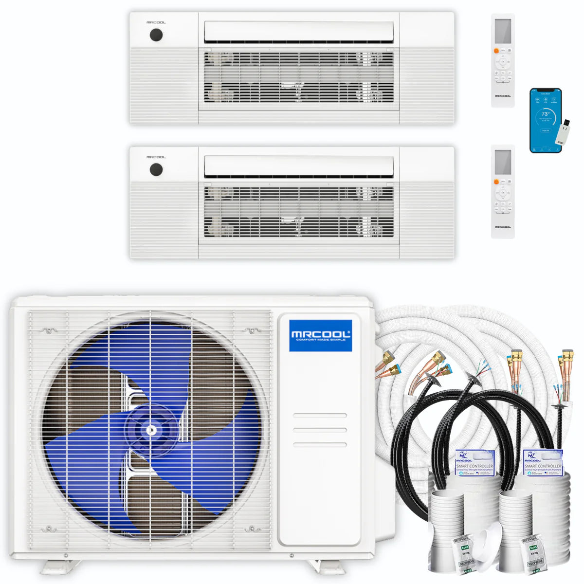 18,000 BTU 2 Zone Ceiling Cassette Ductless Air Conditioner and Heat Pump P91117