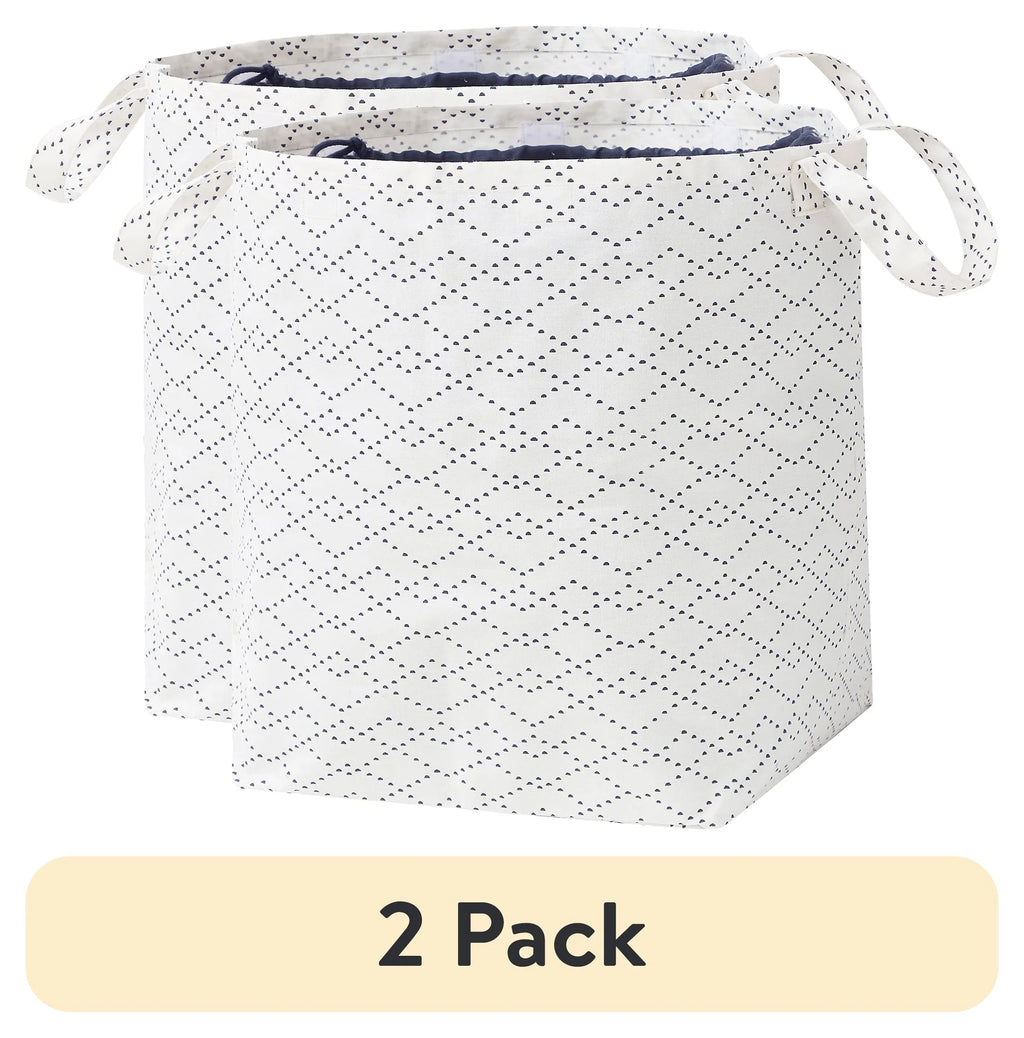 2 Pack White Black Drawstring Laundry Tote X492830