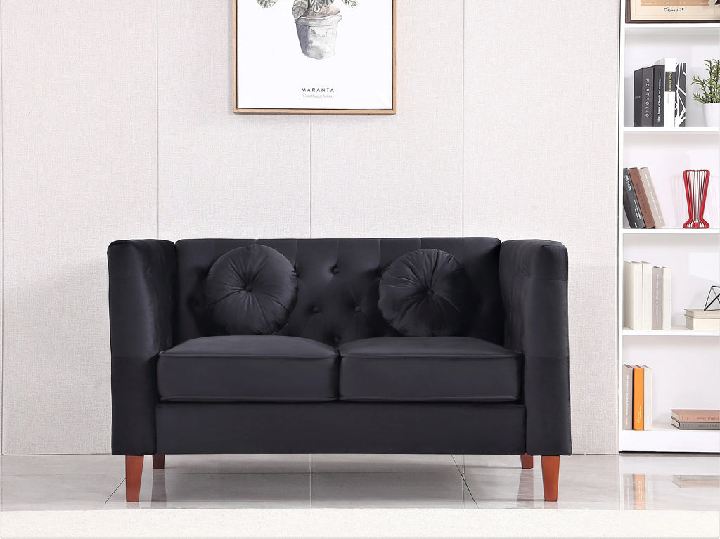 Black Velvet 3Pcs Living Room Set X9441