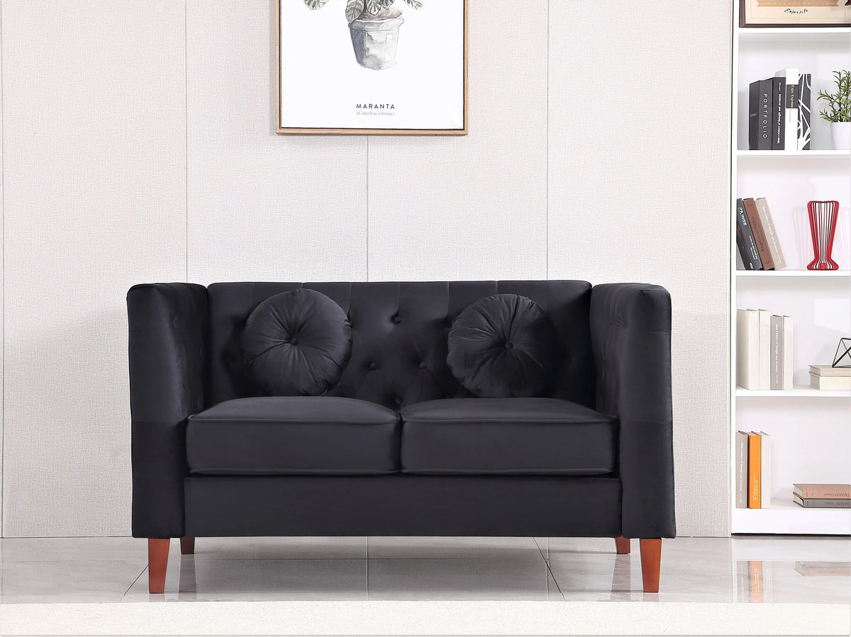 Black Velvet 3Pcs Living Room Set X9441