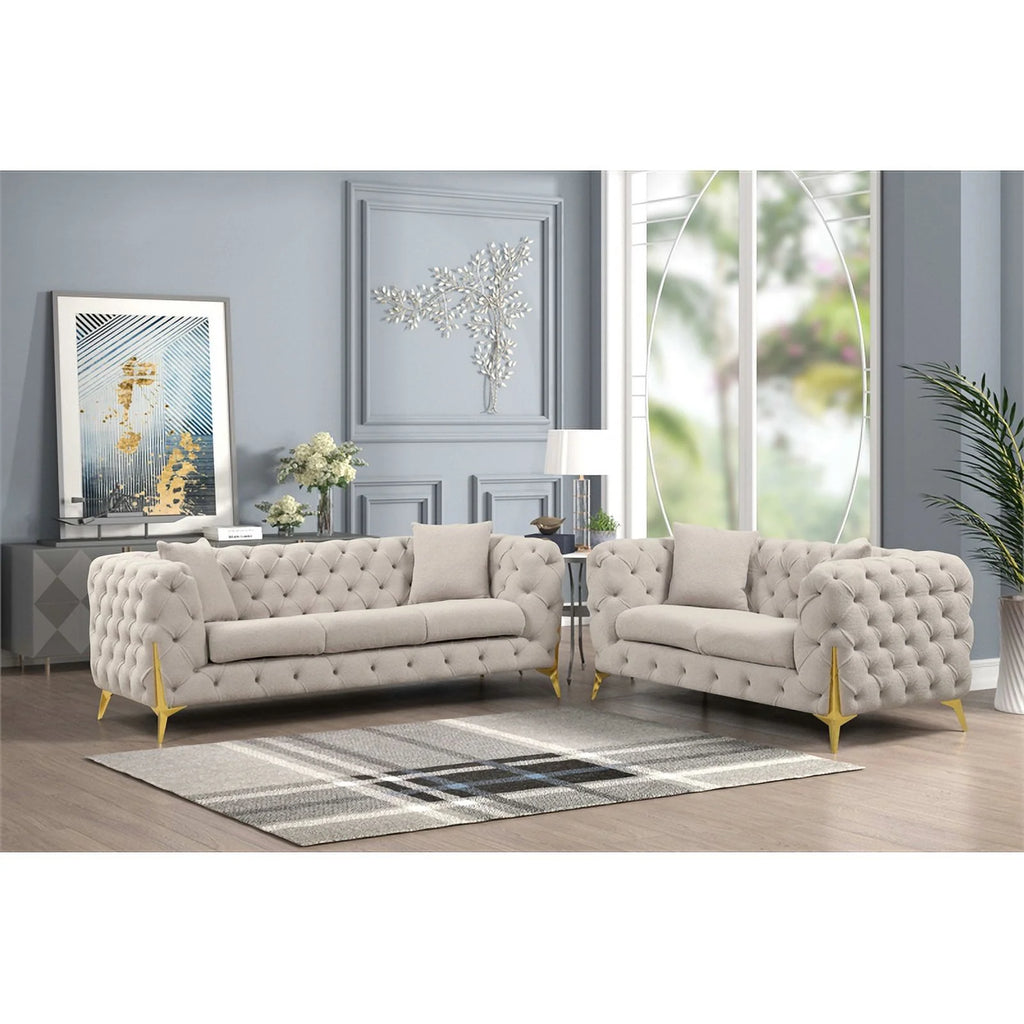 Light Gray 2 PC Wood Living Room Set S261815