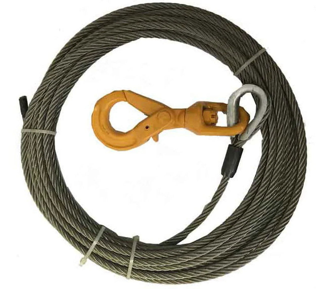 3/8" x 50' Wire Rope Winch Cable with Swivel Hook W5551