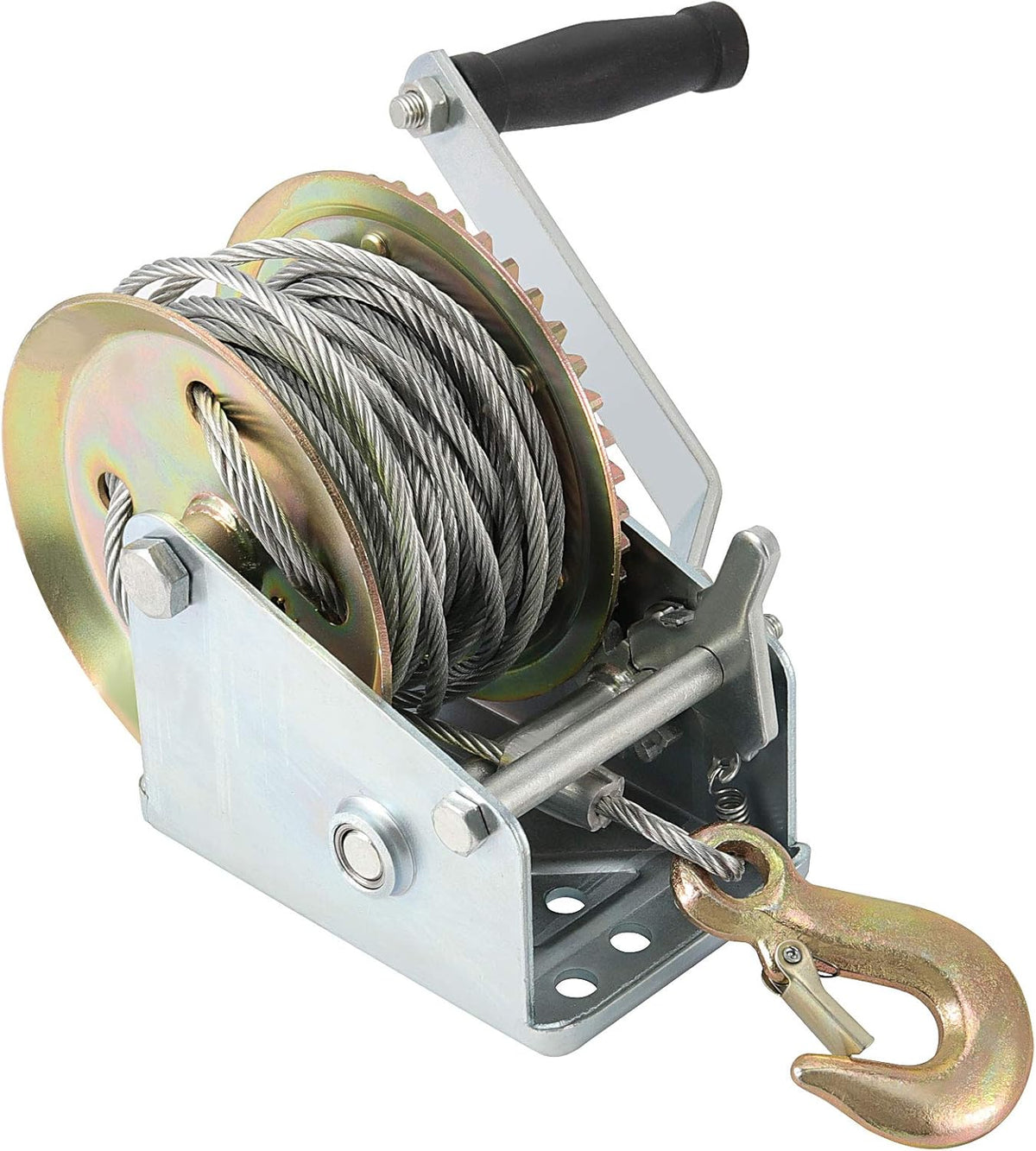 1600lbs Capacity Heavy Duty Hand Winch with 49FT Steel Cable, Pack of 2 Y5886