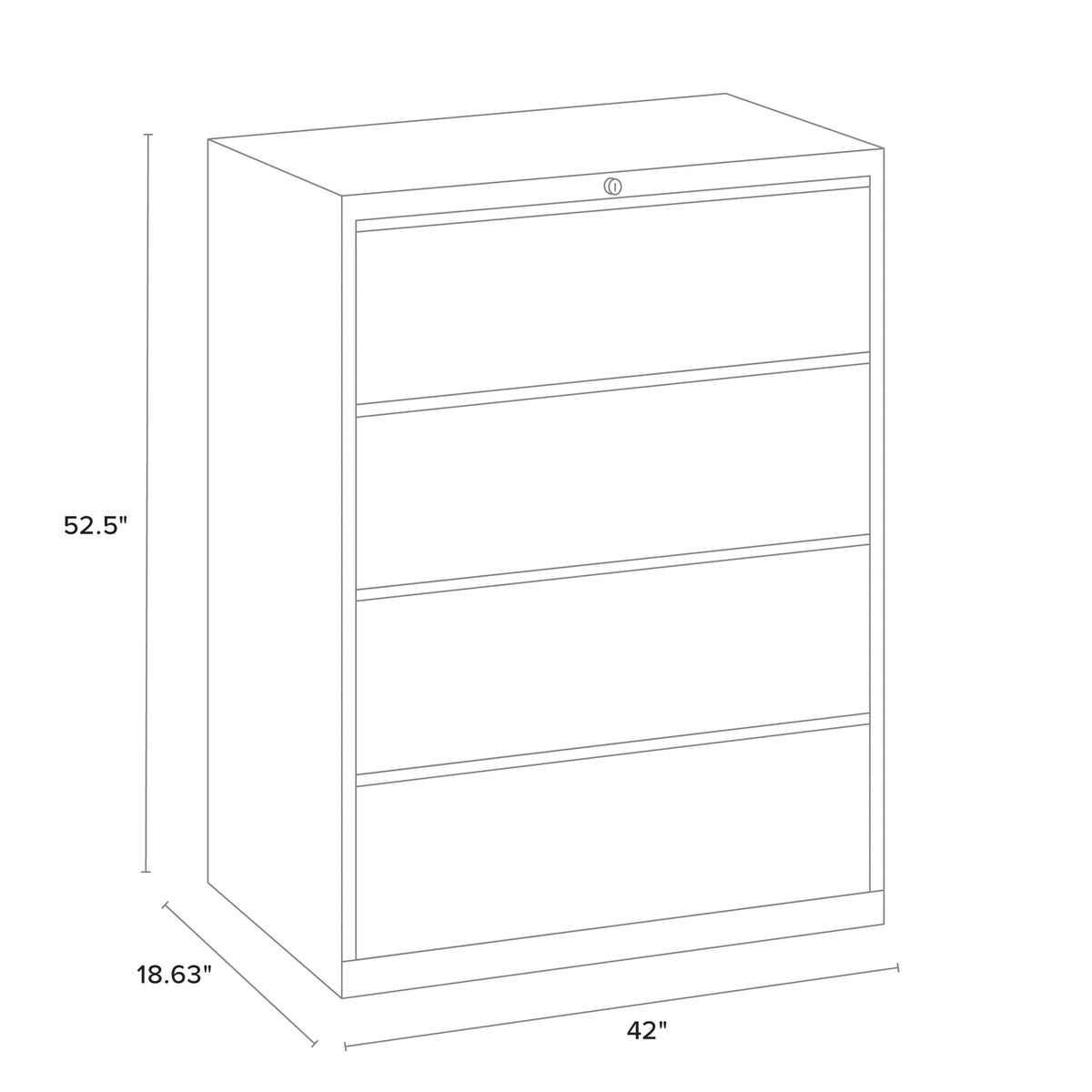 42 inch Wide 4 Drawer Metal Lateral File Cabinet White N171