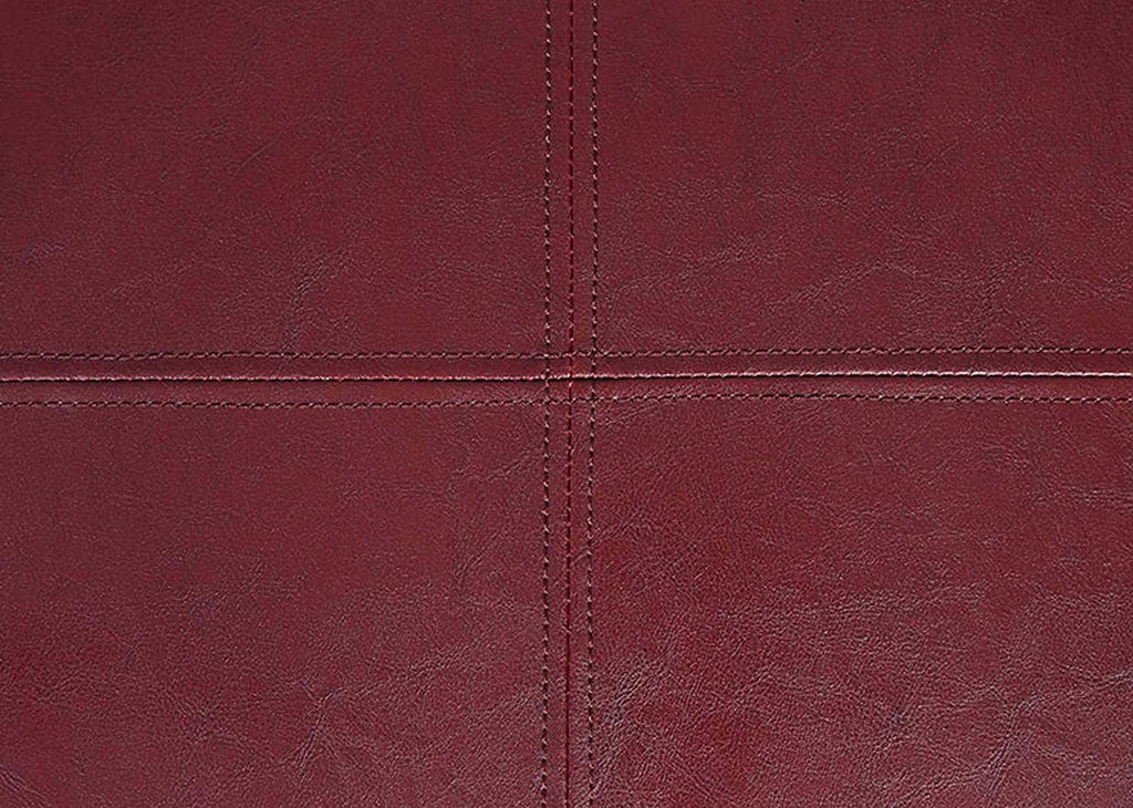 Burgundy Faux Leather Accent Storage Ottoman H34736
