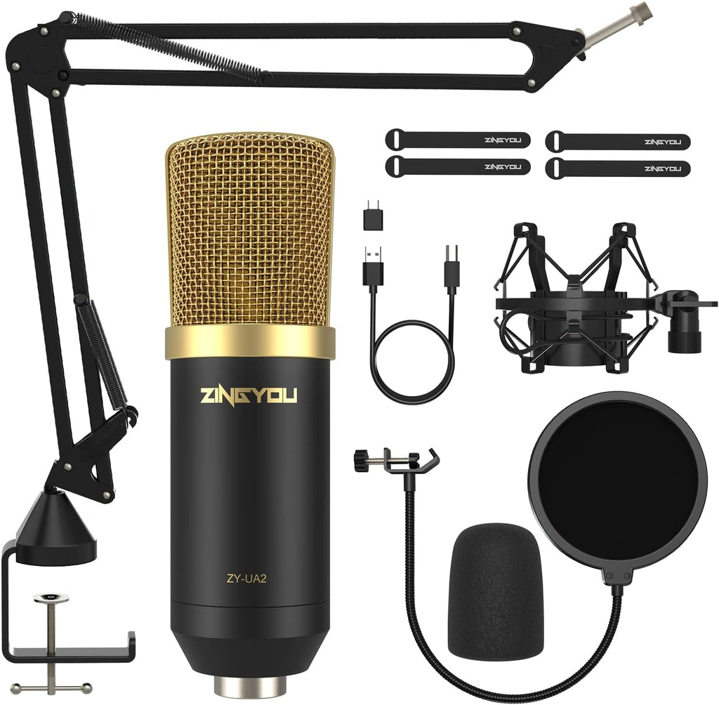 USB Condenser Microphone Kit with Boom Arm, Black, Pack of 2 G4424