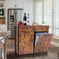 Double Kitchen Trash Cabinets Two Tilt Out Trash Cabinets with Solid Hideaway Drawers Free Standing Wooden Recycling Cabinet Holder White L254006