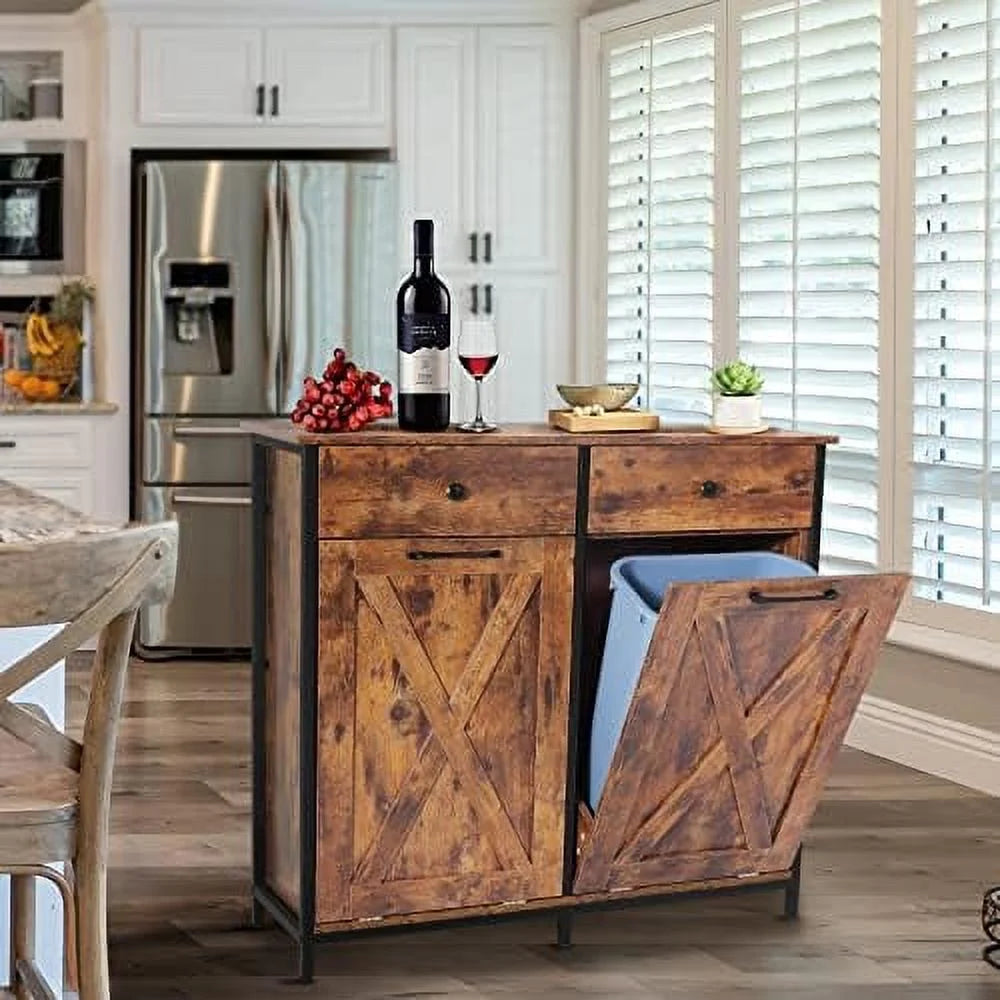 Double Kitchen Trash Cabinets Two Tilt Out Trash Cabinets with Solid Hideaway Drawers Free Standing Wooden Recycling Cabinet Holder White L254006