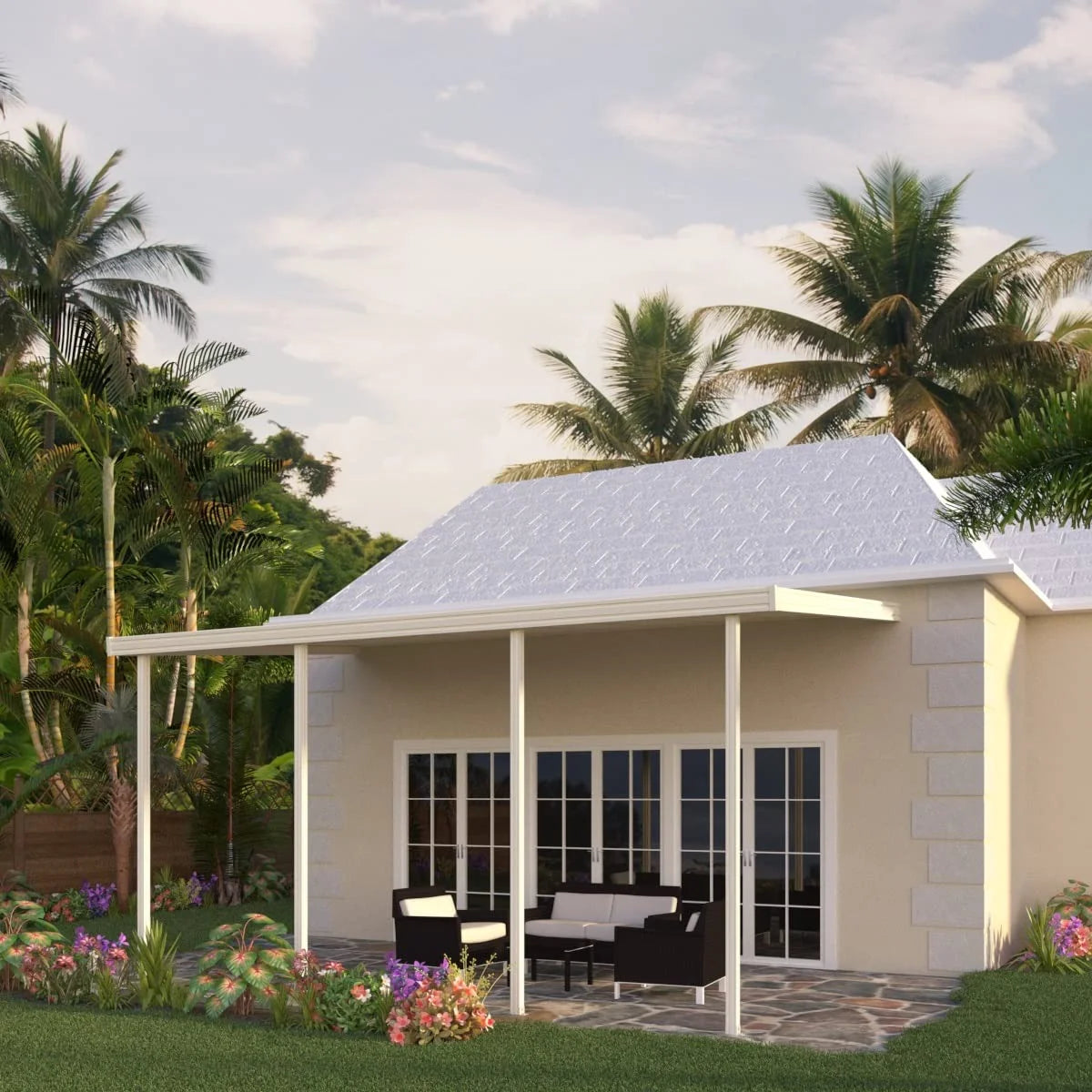 Ivory Aluminum Patio Cover Z10601