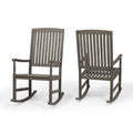 Acacia Wood Rocking Chairs Set of 2 Gray R71790