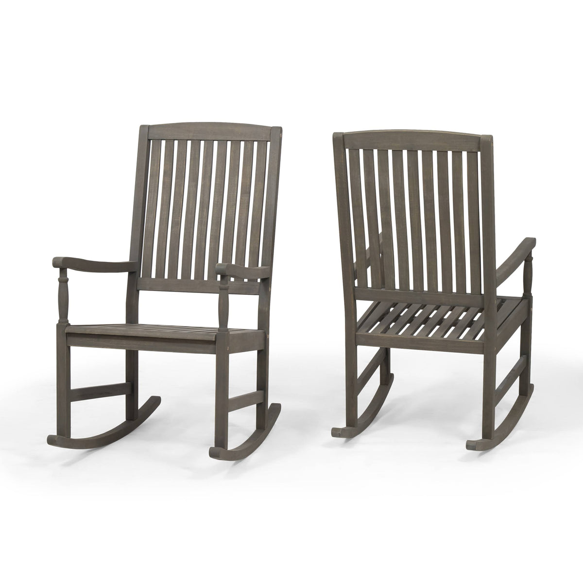 Acacia Wood Rocking Chairs Set of 2 Gray R71790