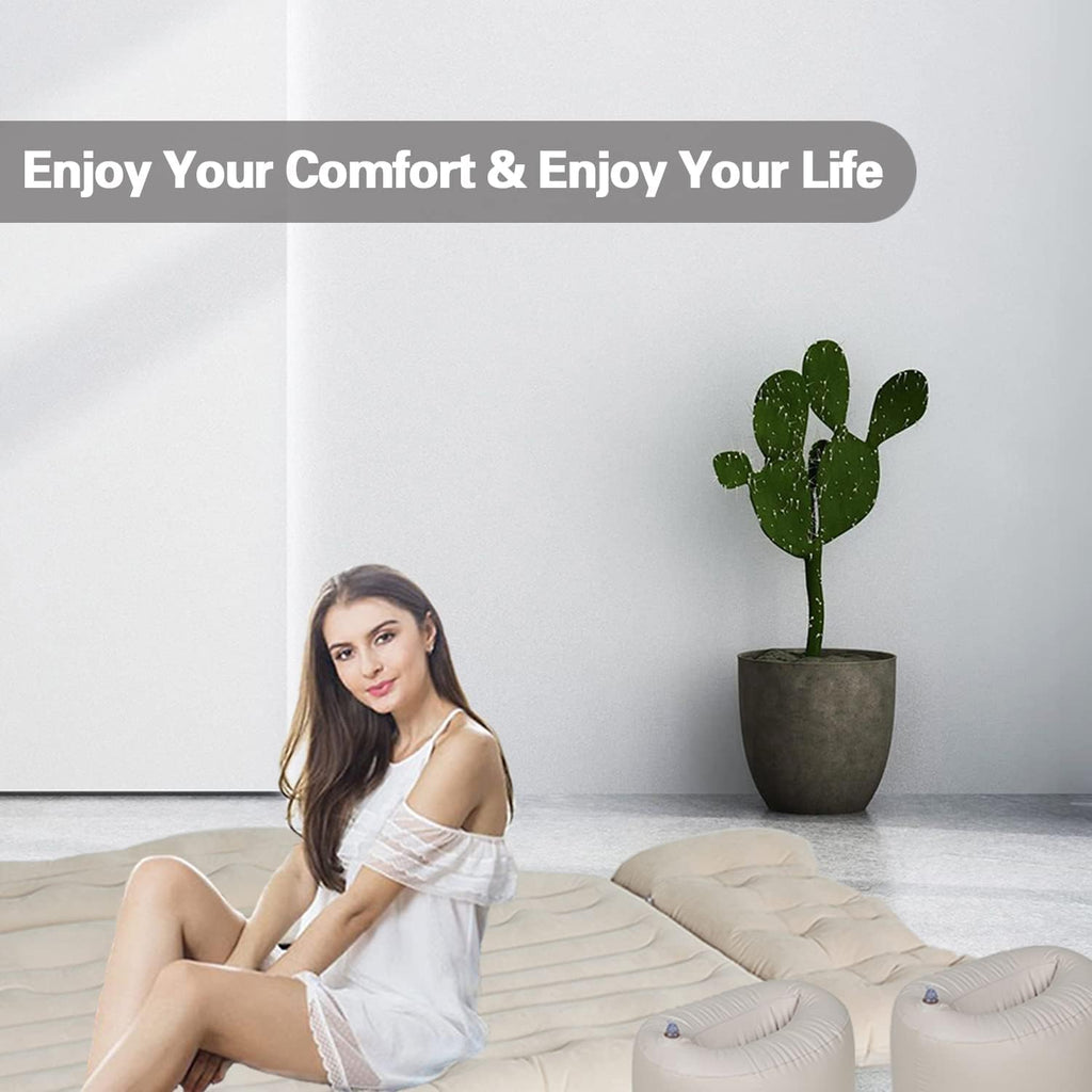 Beige Inflatable Car Air Mattress with Air Pump V685344