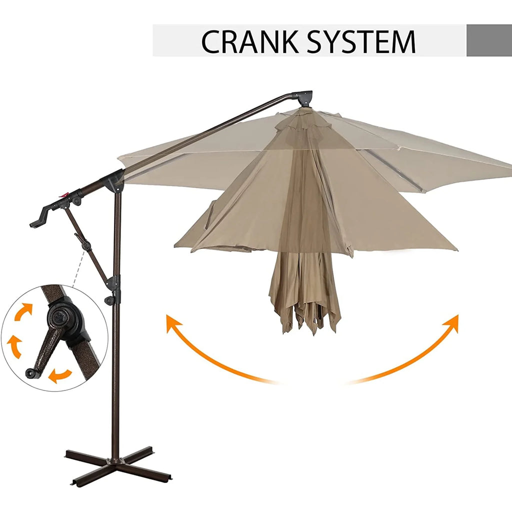 10ft Offset Hanging Patio Umbrella with Aluminum Stand Y207