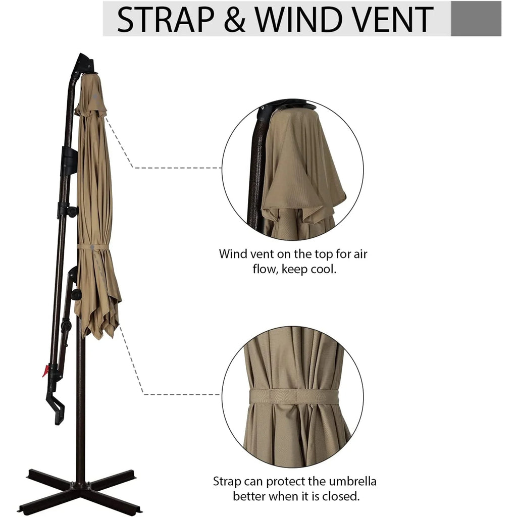 10ft Offset Hanging Patio Umbrella with Aluminum Stand Y207
