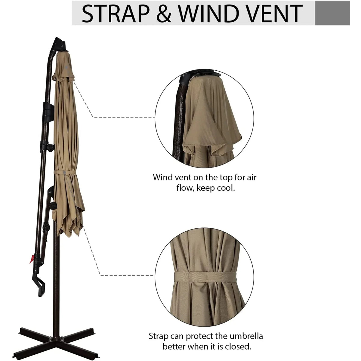 10ft Offset Hanging Patio Umbrella with Aluminum Stand Y207