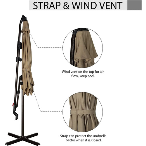 10ft Offset Hanging Patio Umbrella with Aluminum Stand Y207