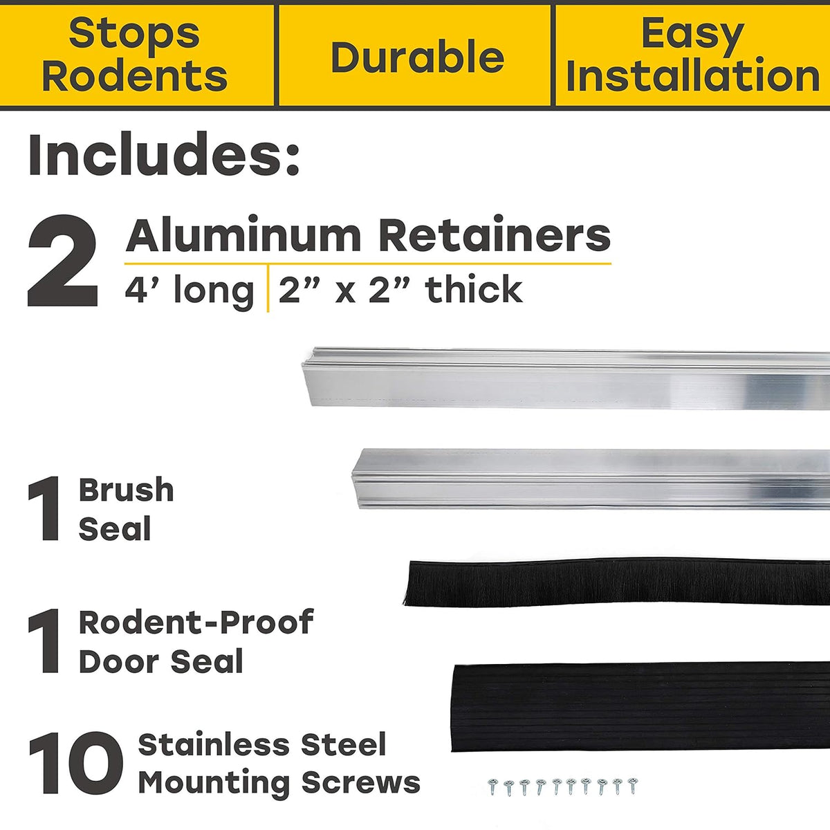 Black Rodent Proof Garage Door Seal Kit F944