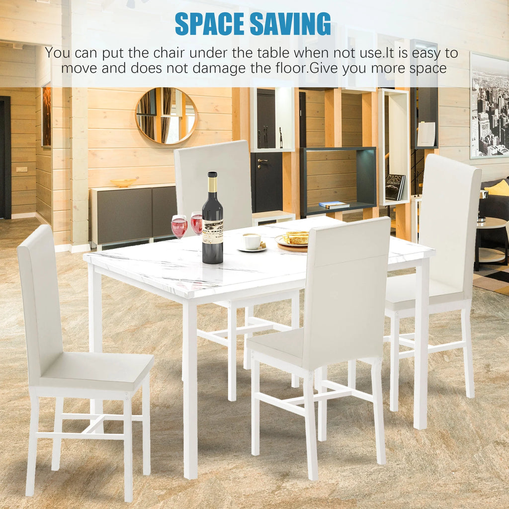 5 Piece White Dining Table and Chairs Set D5975