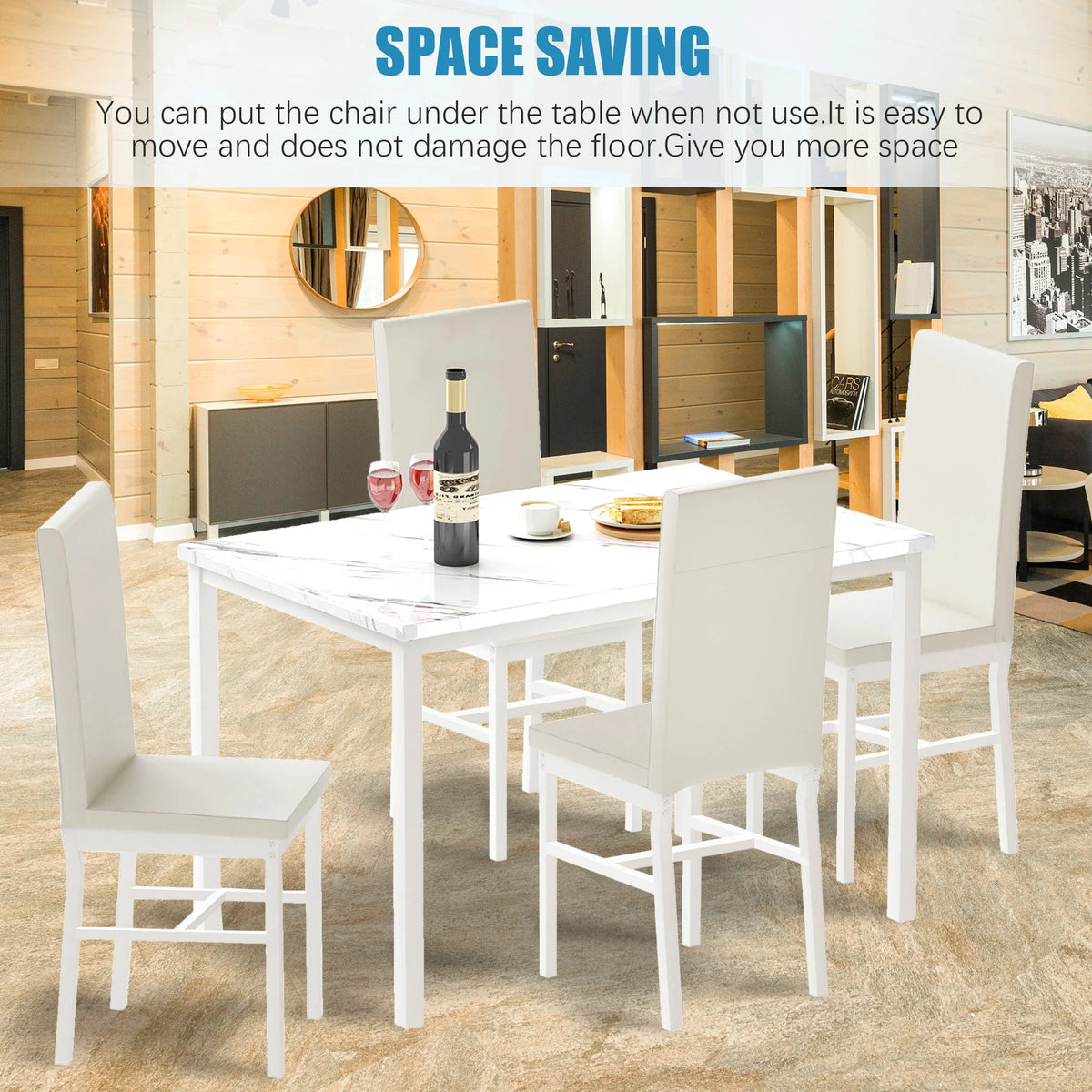 5 Piece White Dining Table and Chairs Set D5975