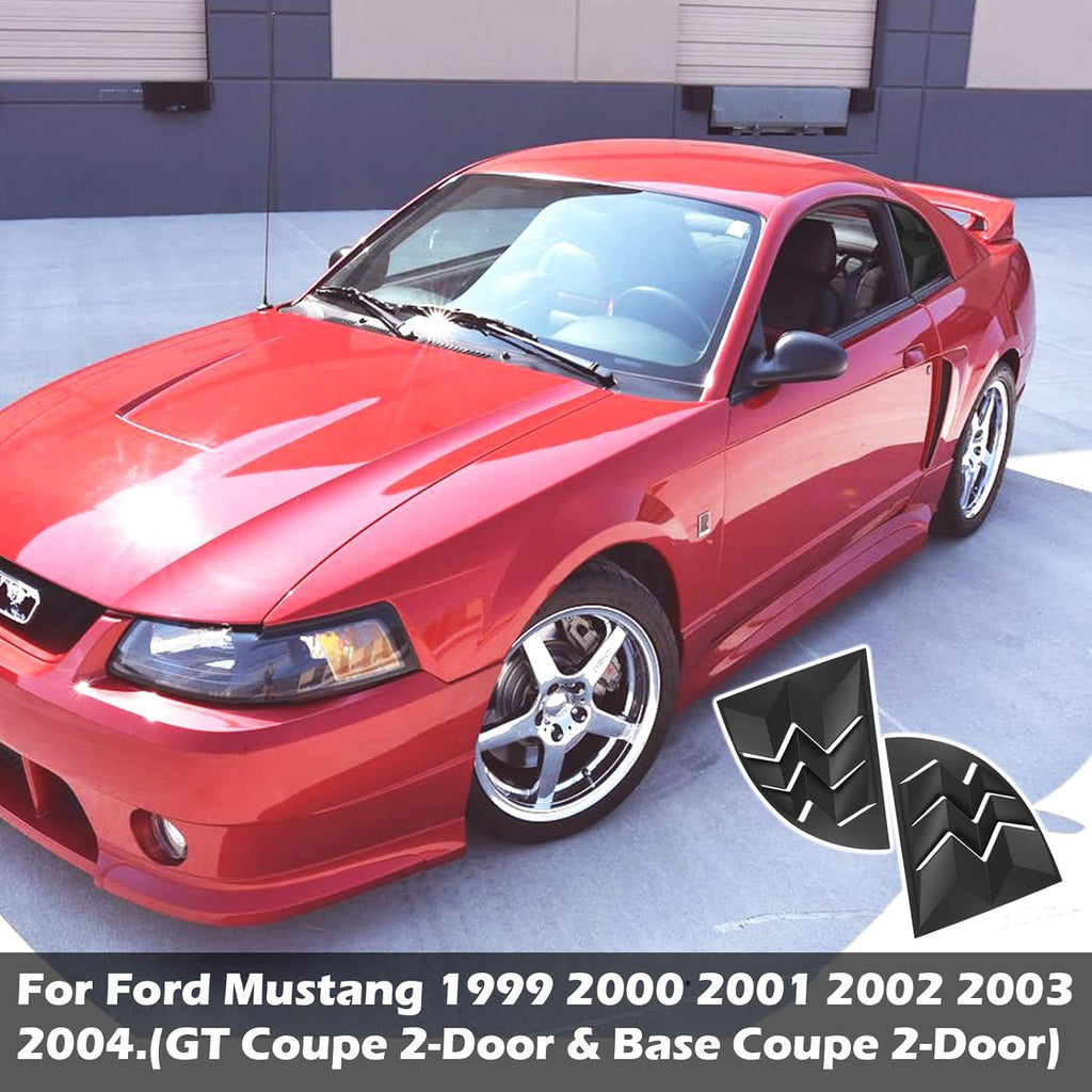 Matte Black Quarter Side Window Louvers for Ford Mustang 1999-2004 Coupe 2-Door Pack of 2 K6217