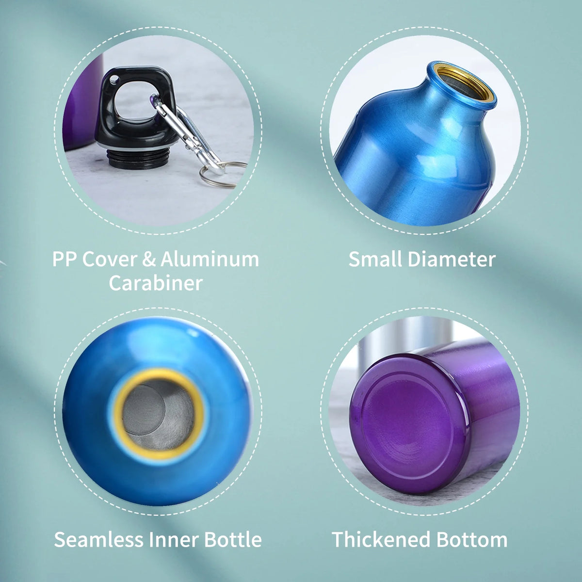 750Ml Portable Aluminum Bottle With Carabiner W859
