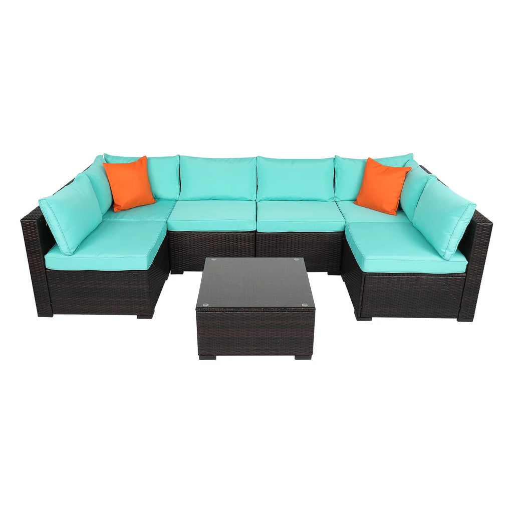 7 Pieces Wicker PE Rattan Sectional Sofa L950