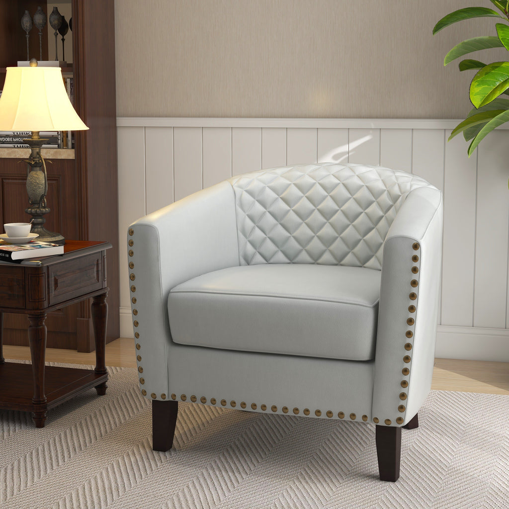 White PU Leather Accent Arm Chair C78148