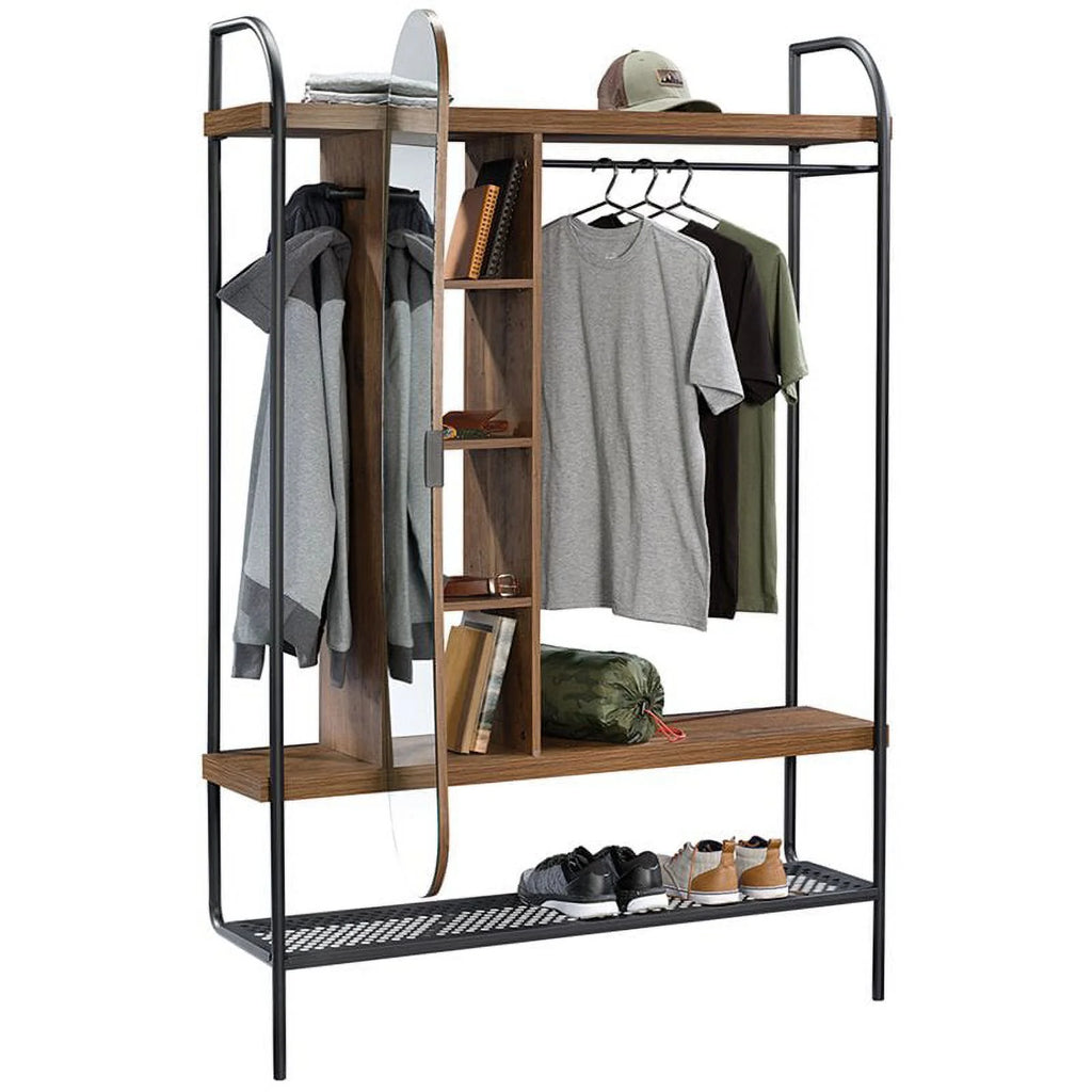 Modern Metal Hanging Wardrobe in Vintage Oak W9727