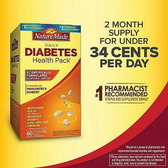 Daily Diabetes Health Pack Dietary Supplement 60 pk M914976