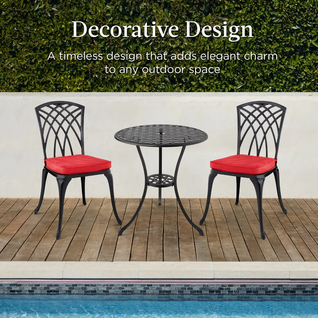 3-Piece Aluminum Patio Bistro Set with Umbrella Hole C343600
