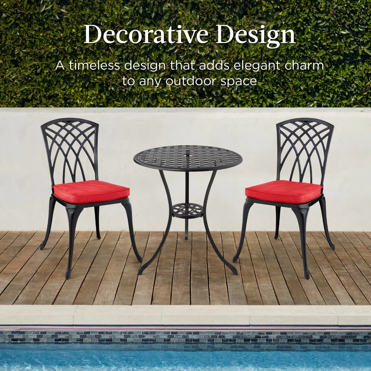 3-Piece Aluminum Patio Bistro Set with Umbrella Hole C343600