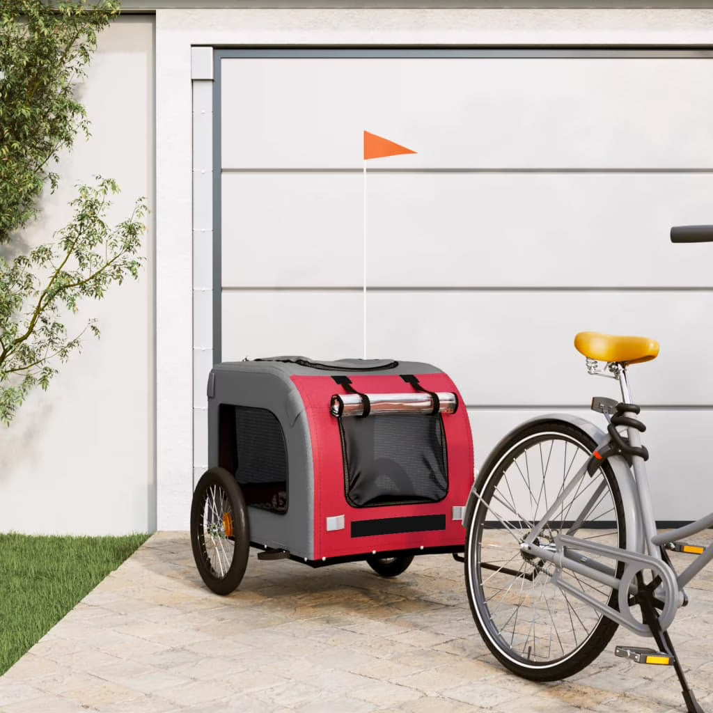 Red and Gray Bike Trailer Oxford Fabric Iron B6881