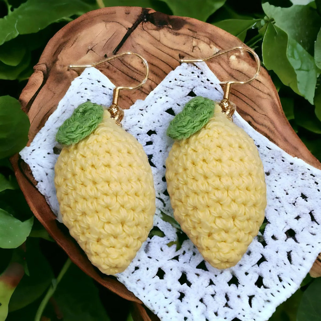 Blue Crocheted Lemon Drops Earrings X91368